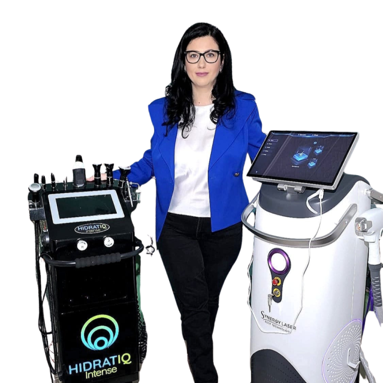 poza interior din salonul epilare laser ploiesti cu aparatele si managerul